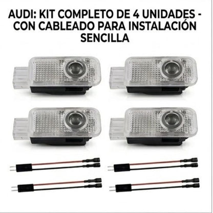 4pcs Car Welcome Light for Audi A1/A3/A4/A5/A6/Q3/Q5/Q7/A7/A8/R8/TT Courtesy Lights Under Door, LED Threshold for Car Doors